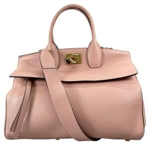 Salvatore Ferragamo Shoulder Bag Studio EZ-21 1772 Handbag Leather Pink Beige...